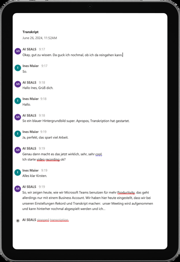 Copilot Teams Meeting Transkript wird zur Arbeitsvorlage
