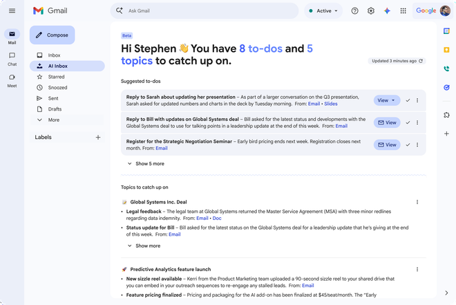 Gemini GMail Inbox to Action